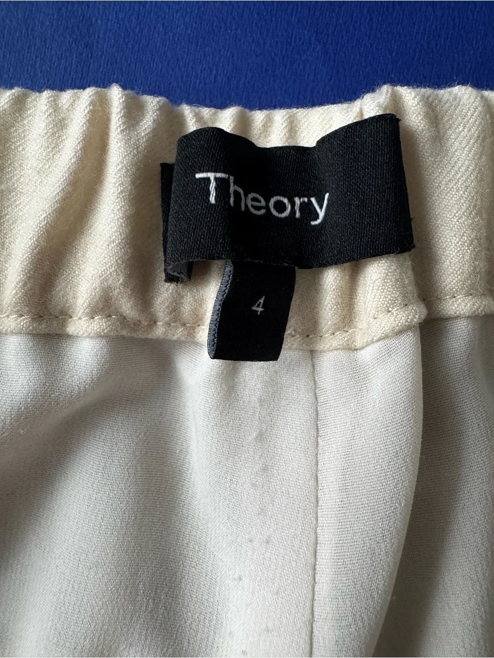 Theory Cream wool Straight-Leg Pants Size 4